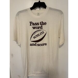 Vintage Schlitz Beer T Shirt Single Stitch 1980s Advertisement Pass The Word XL